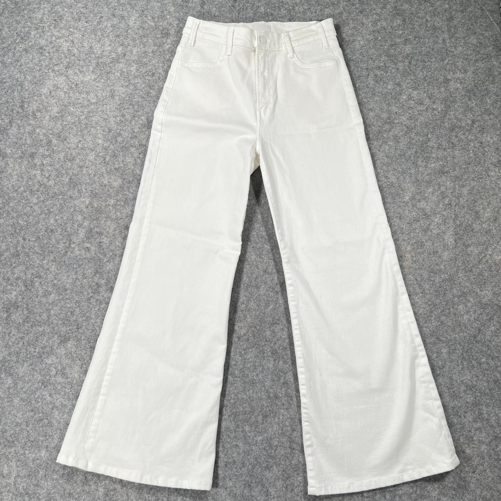 Mother Jeans Womens 28 White The Hustler Roller Skimp Wide Leg Denim Pants